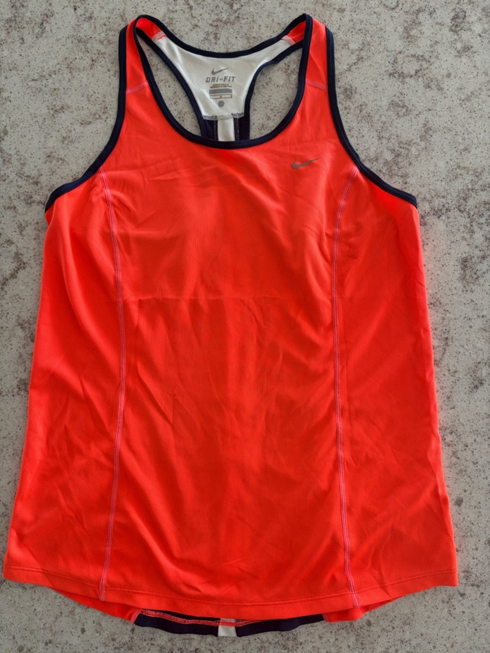 Nike Bright Coral Racerback Training Tank with Navy Trim